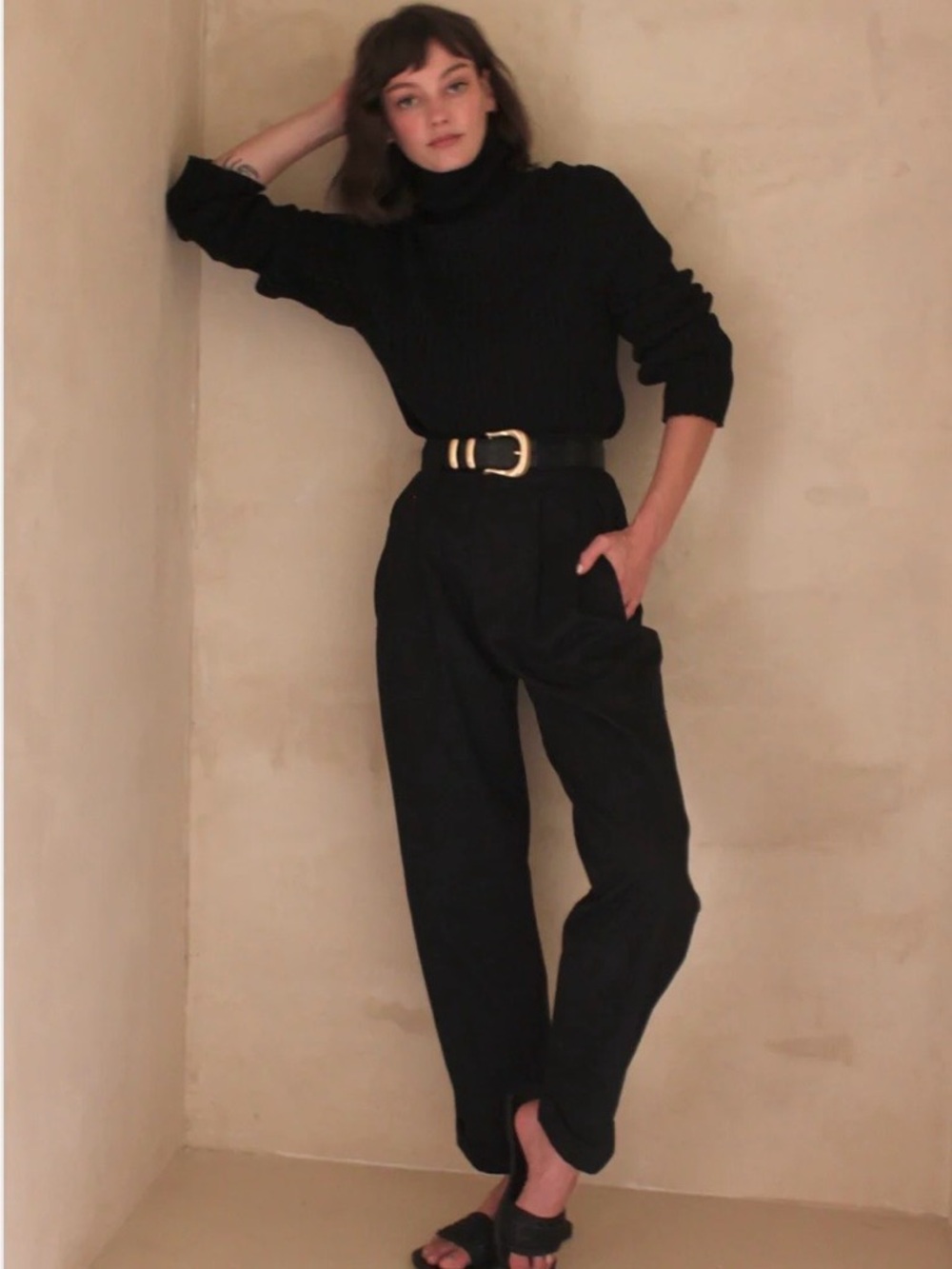 Na Nin Townes twill cotton trouser black size M